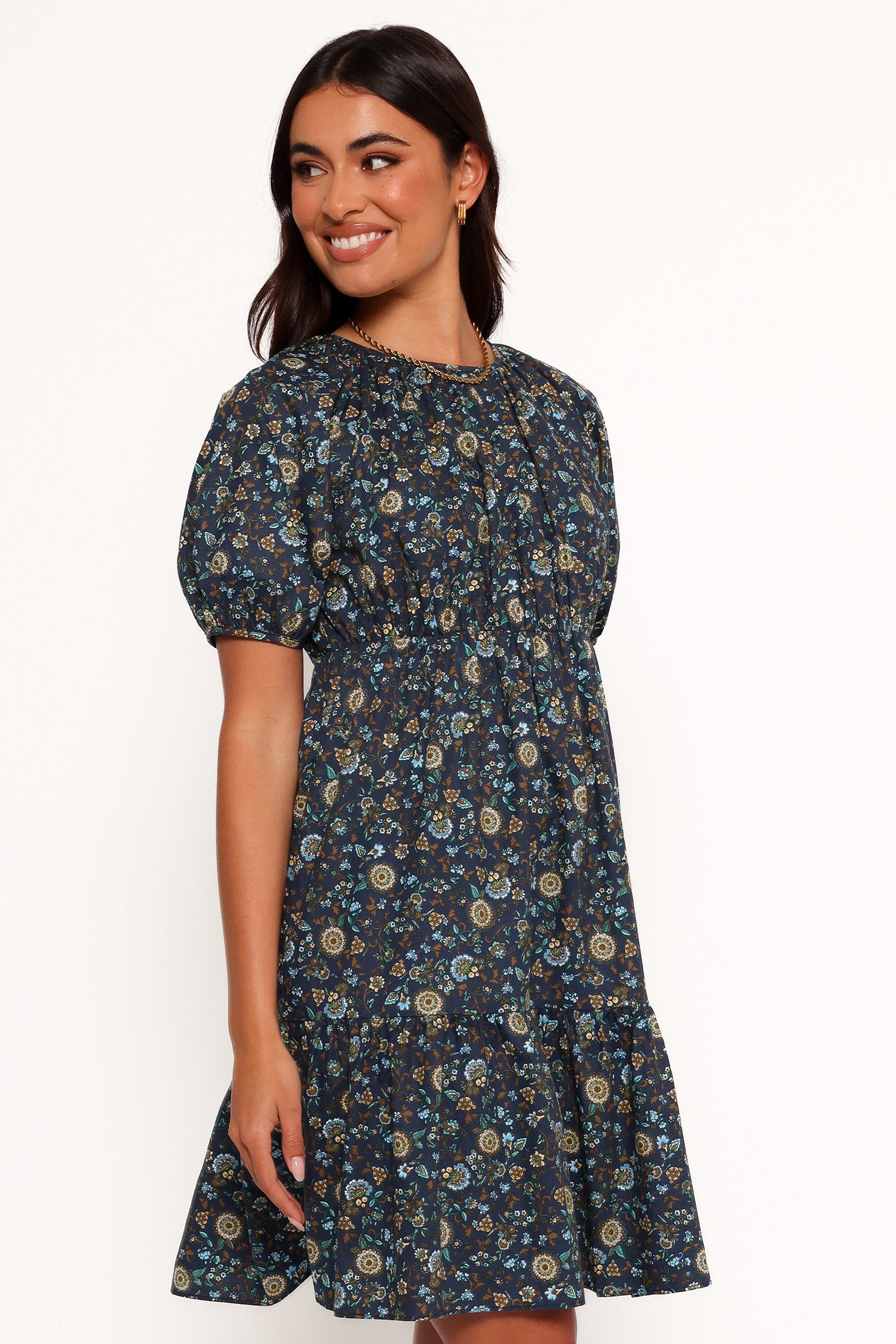Petal and Pup USA DRESSES Tasmin Midi Dress - Blue Floral