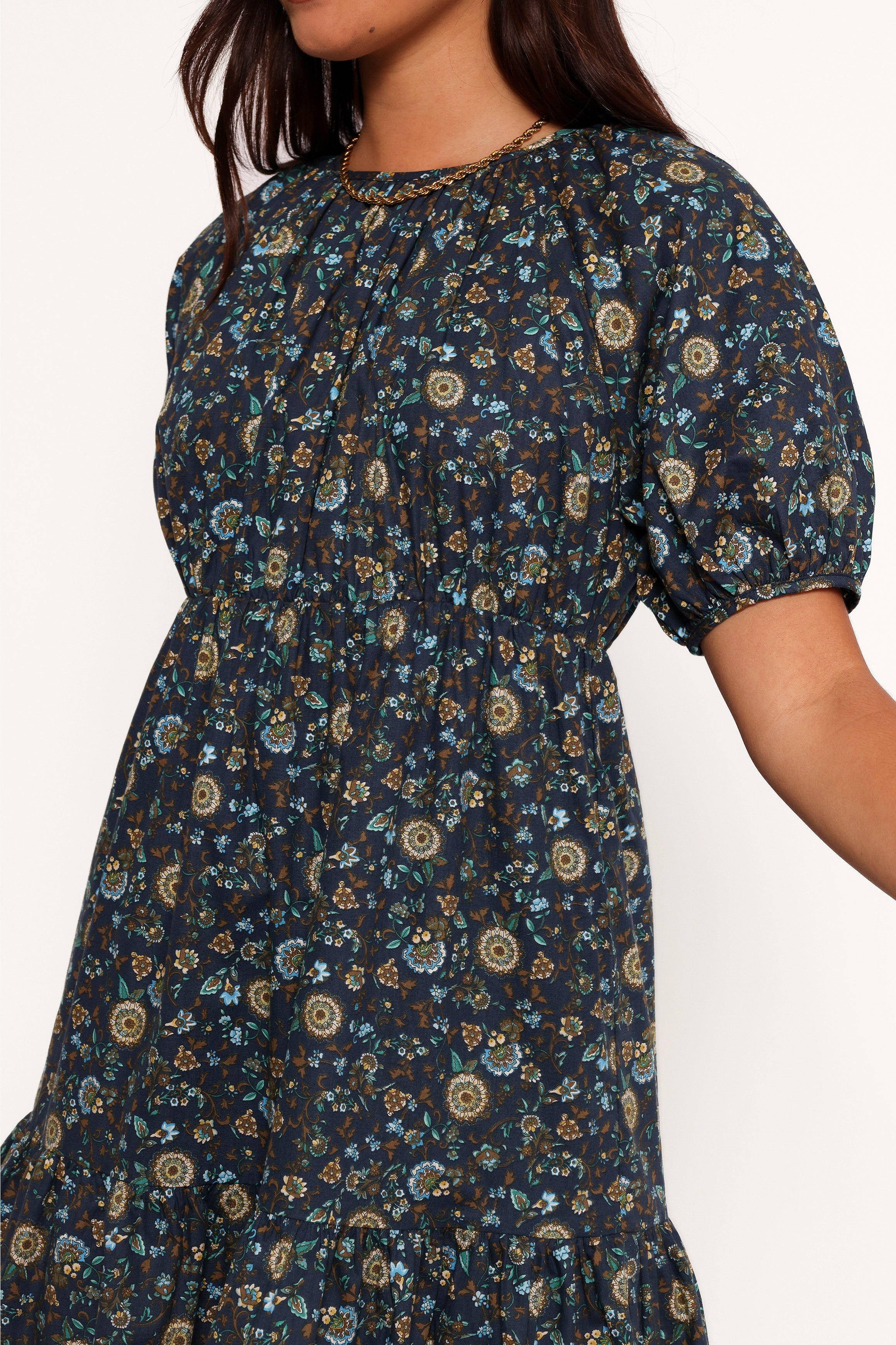 Petal and Pup USA DRESSES Tasmin Midi Dress - Blue Floral