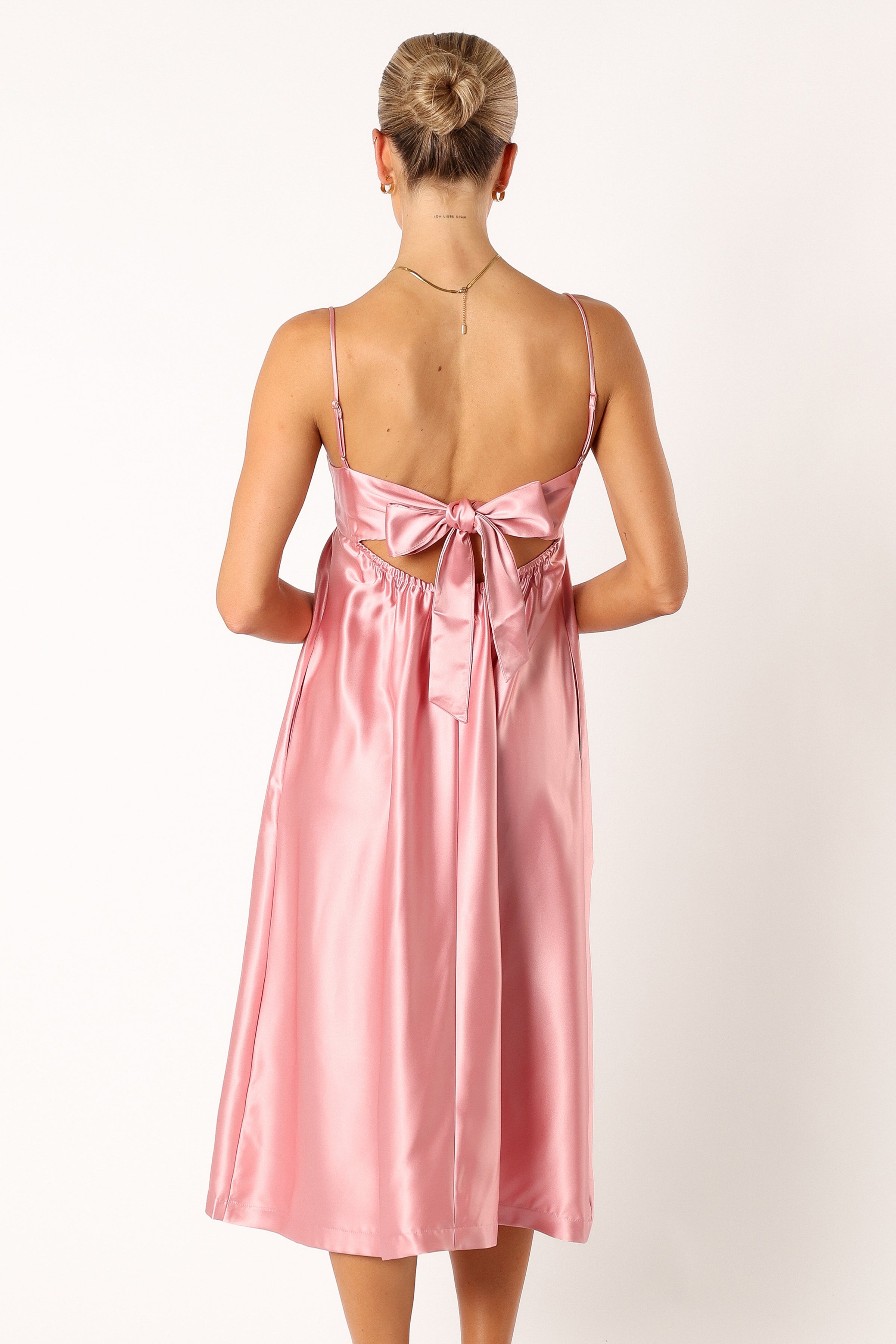 Petal and Pup USA DRESSES Teagan Bow Back Midi Dress - Soft Pink