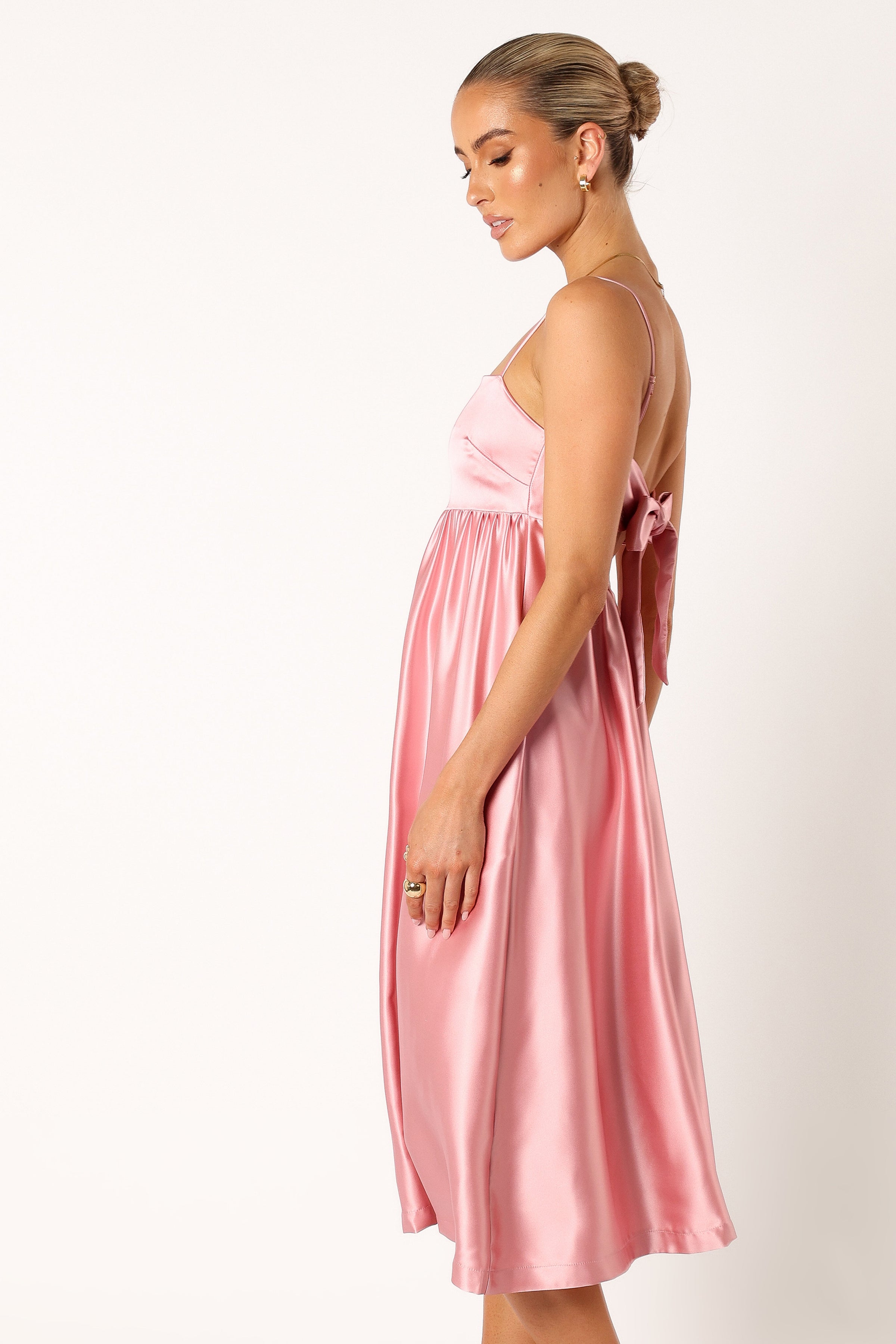 Petal and Pup USA DRESSES Teagan Bow Back Midi Dress - Soft Pink