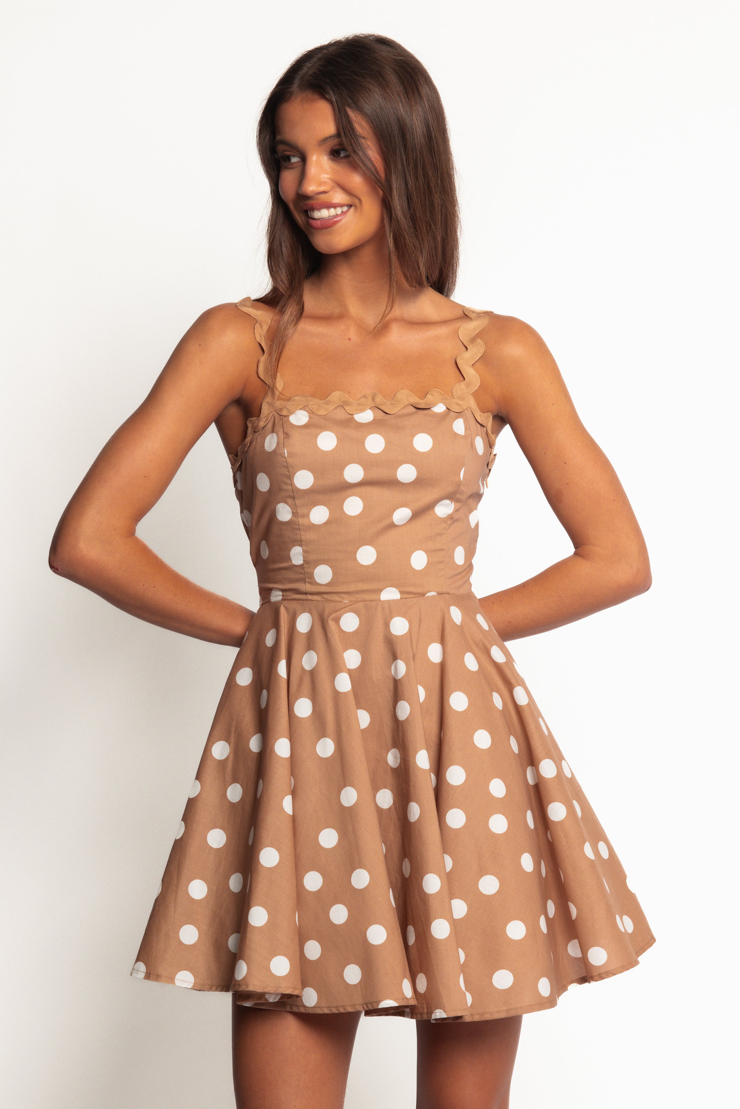 Petal and Pup USA DRESSES Teaghan Mini Dress - Light Mocha
