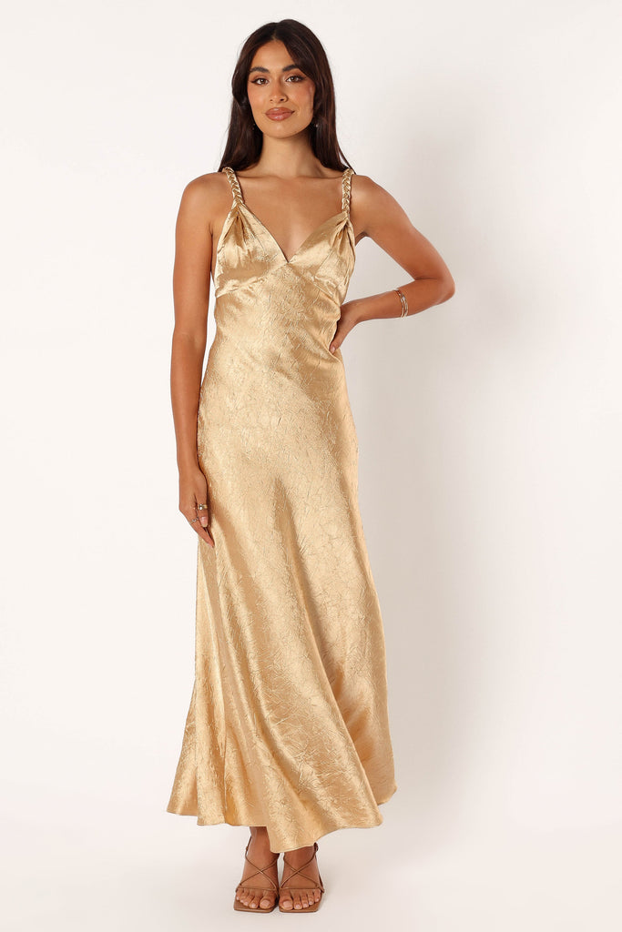 Satin slip hotsell dress gold