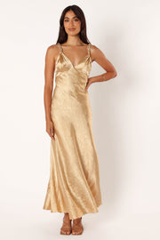 Petal and Pup USA DRESSES Tee Slip Midi Dress - Gold