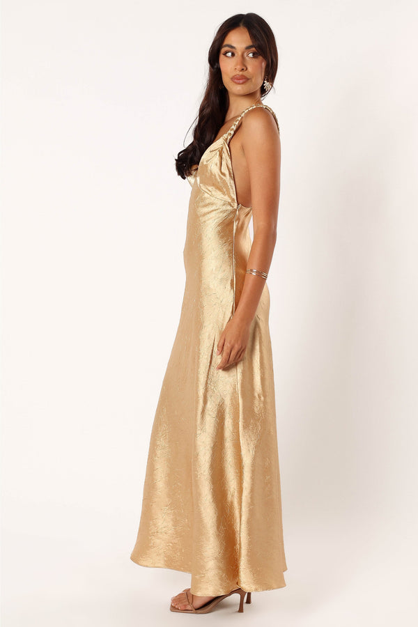 Petal and Pup USA DRESSES Tee Slip Midi Dress - Gold