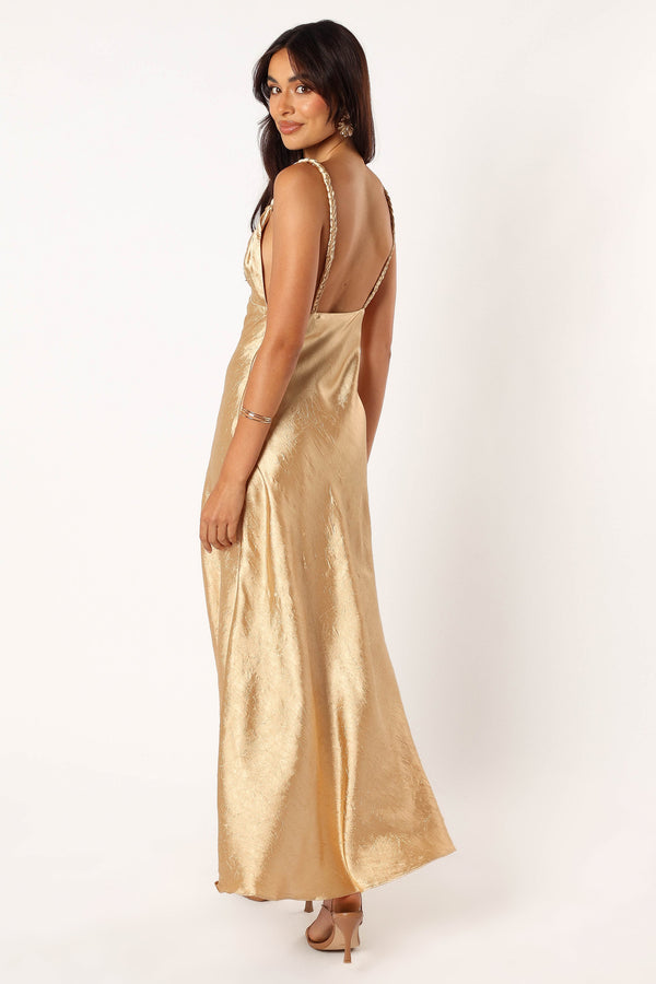 Petal and Pup USA DRESSES Tee Slip Midi Dress - Gold