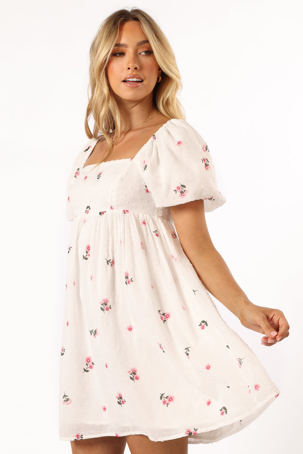 Tegan Mini Dress - White Pink Floral - Petal & Pup USA