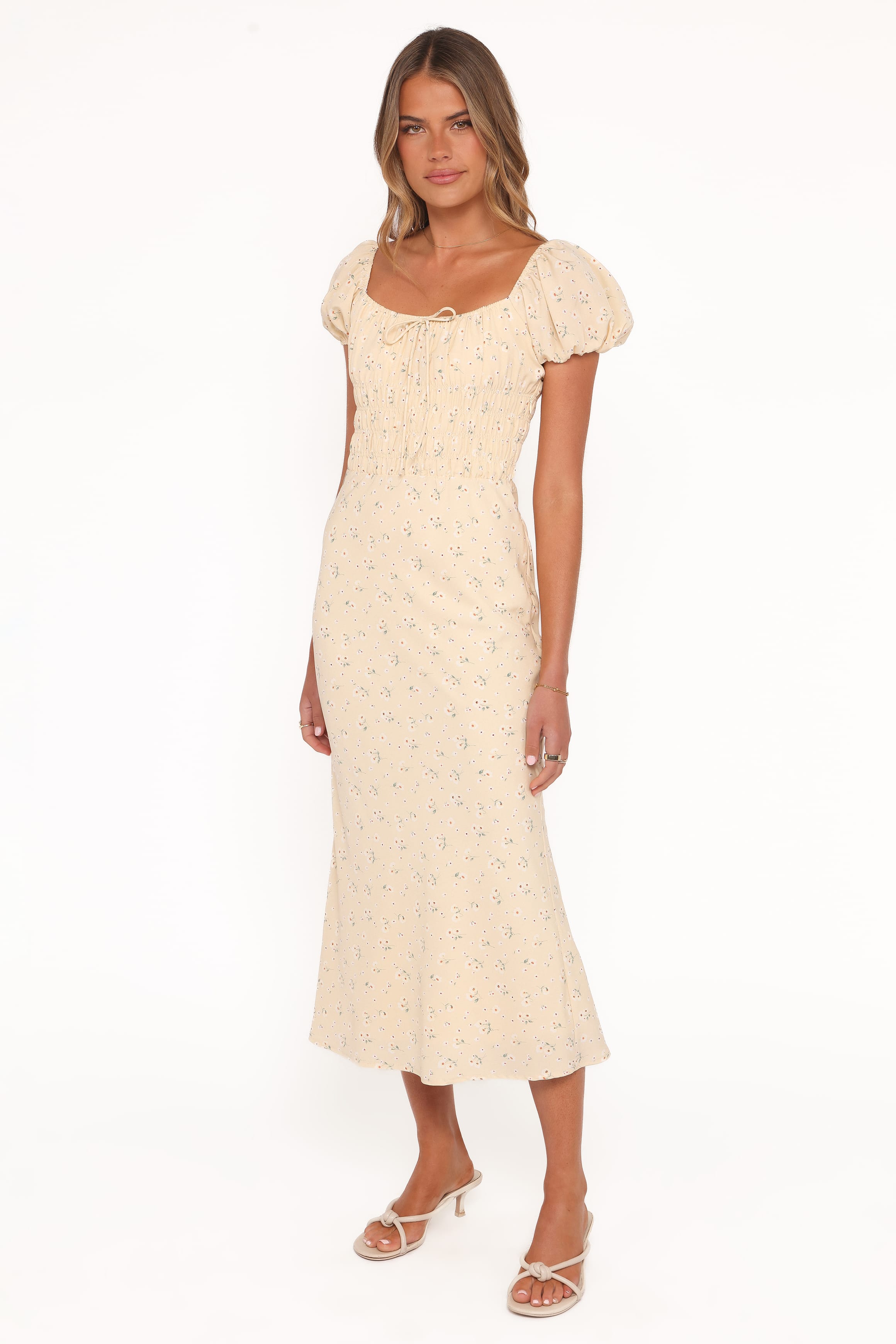 Petal and Pup USA DRESSES Teigan Midi Dress - Yellow Floral