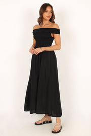 Petal and Pup USA DRESSES Tessa Off Shoulder Midi Dress - Black