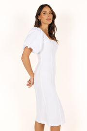 Petal and Pup USA DRESSES Thea Puff Sleeve Midi Dress - White