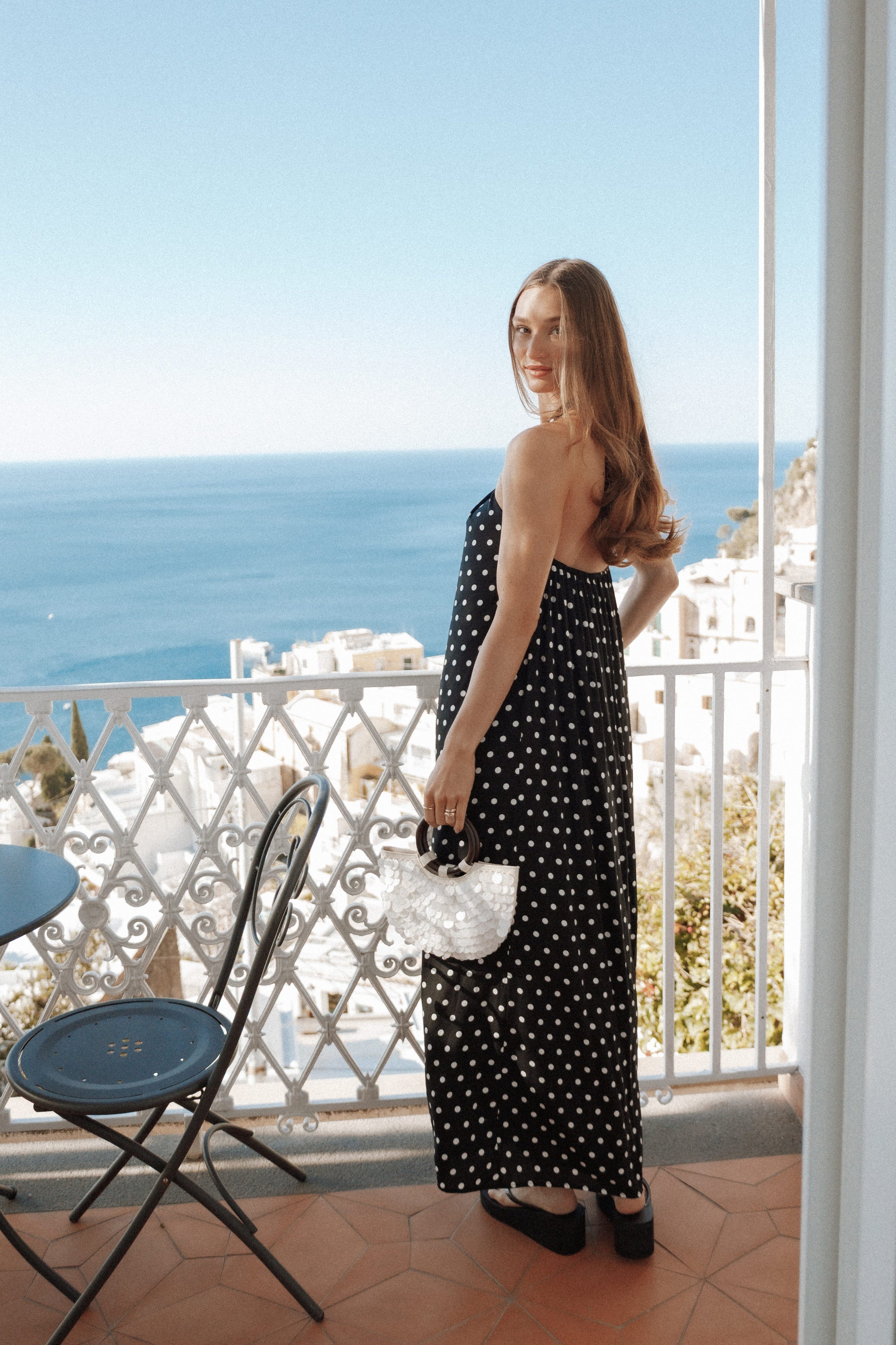 Petal and Pup USA DRESSES Theophania Maxi Dress - Black Polka Dot