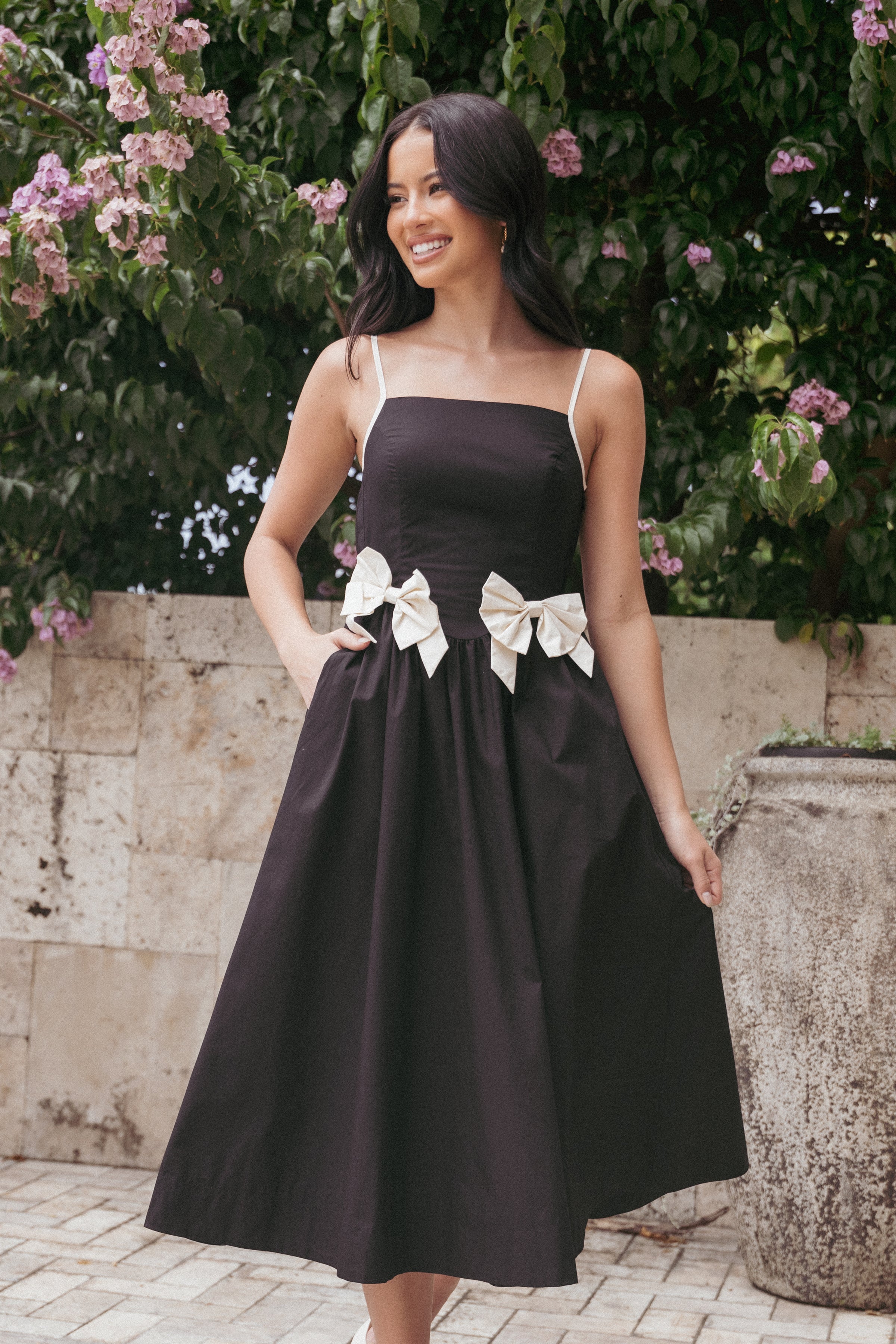 blue dress for baby girl Madison Black Tulle Bridesmaid Midi Dress – Lace & Beads main image 0
