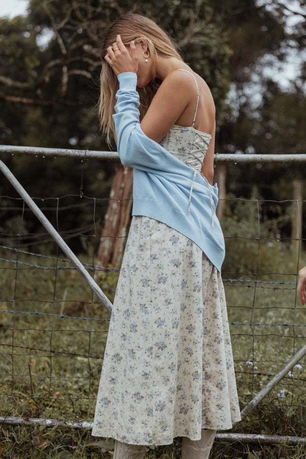 Petal and Pup USA DRESSES Tiarna Maxi Dress - Blue Floral