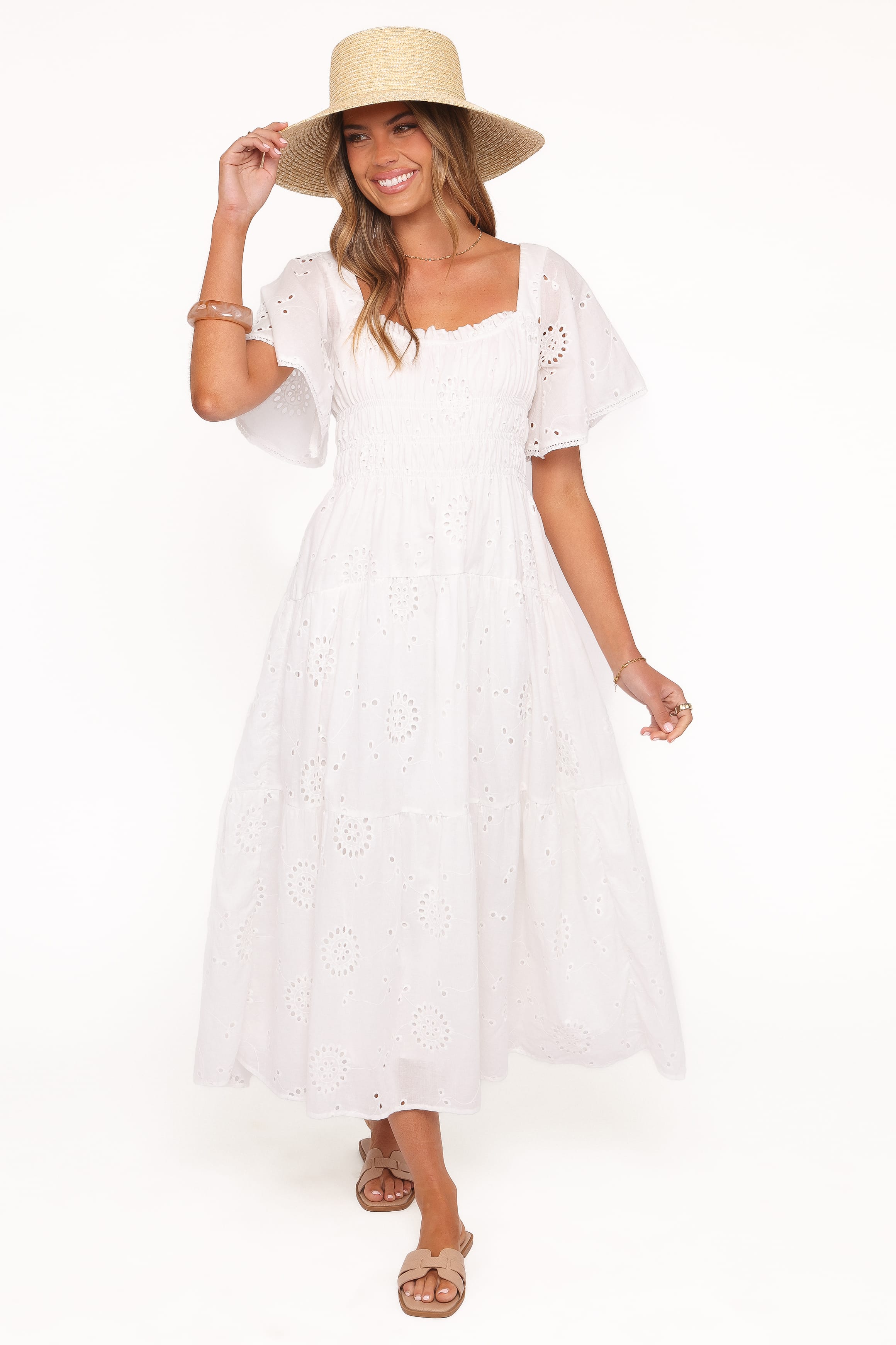 Petal and Pup USA DRESSES Tierney Midi Dress - White