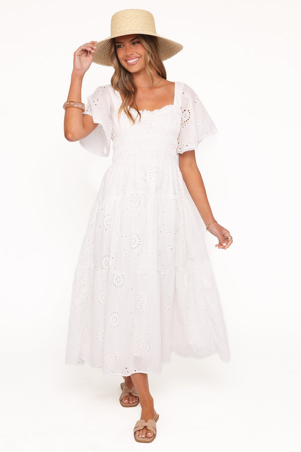 Petal and Pup USA DRESSES Tierney Midi Dress - White