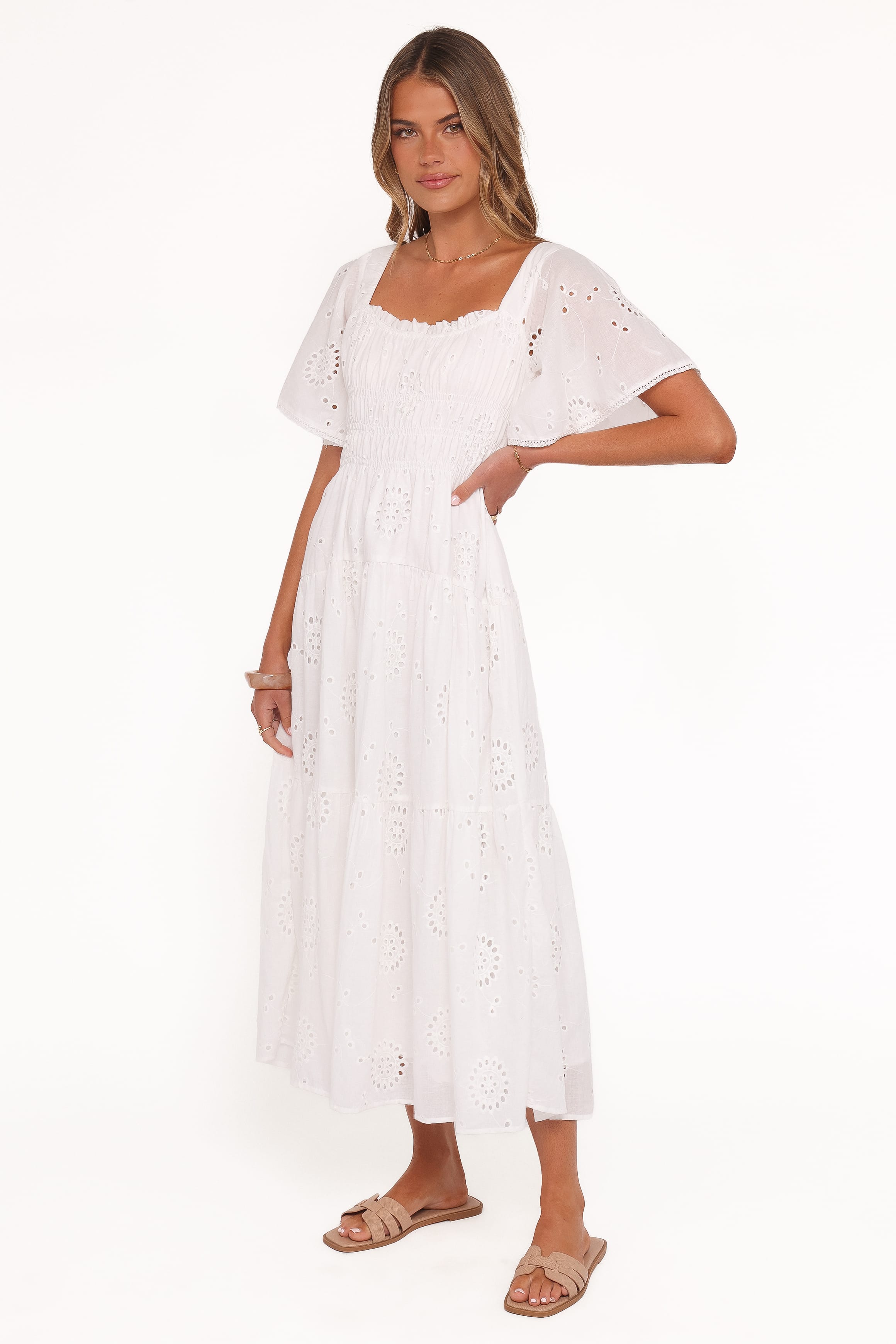 Petal and Pup USA DRESSES Tierney Midi Dress - White