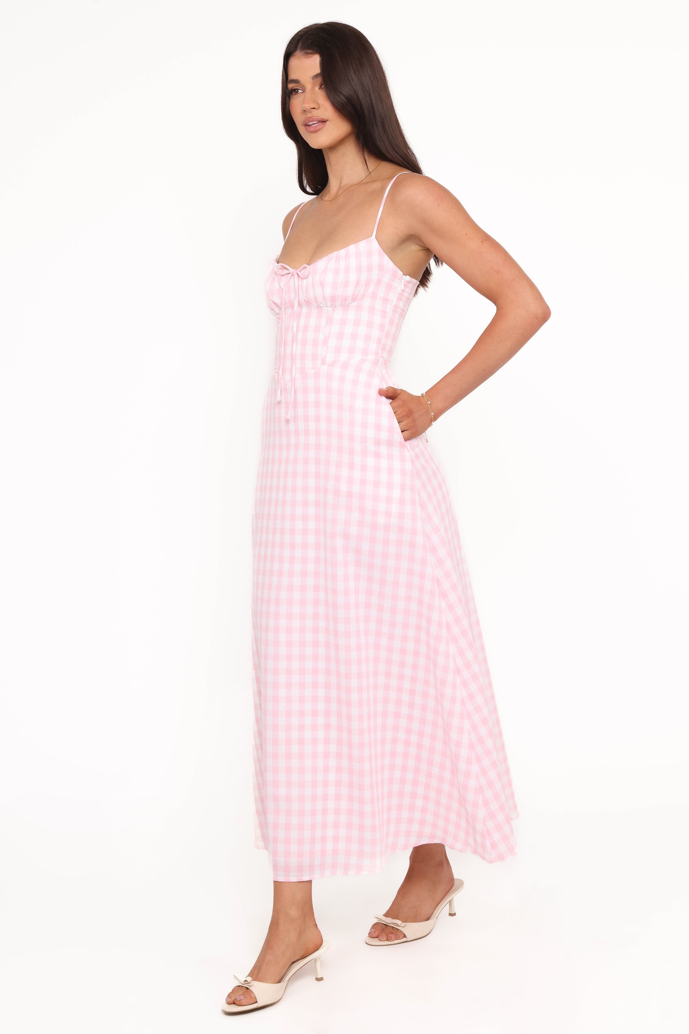 Petal and Pup USA DRESSES Tilbury Midi Dress - Pink Gingham