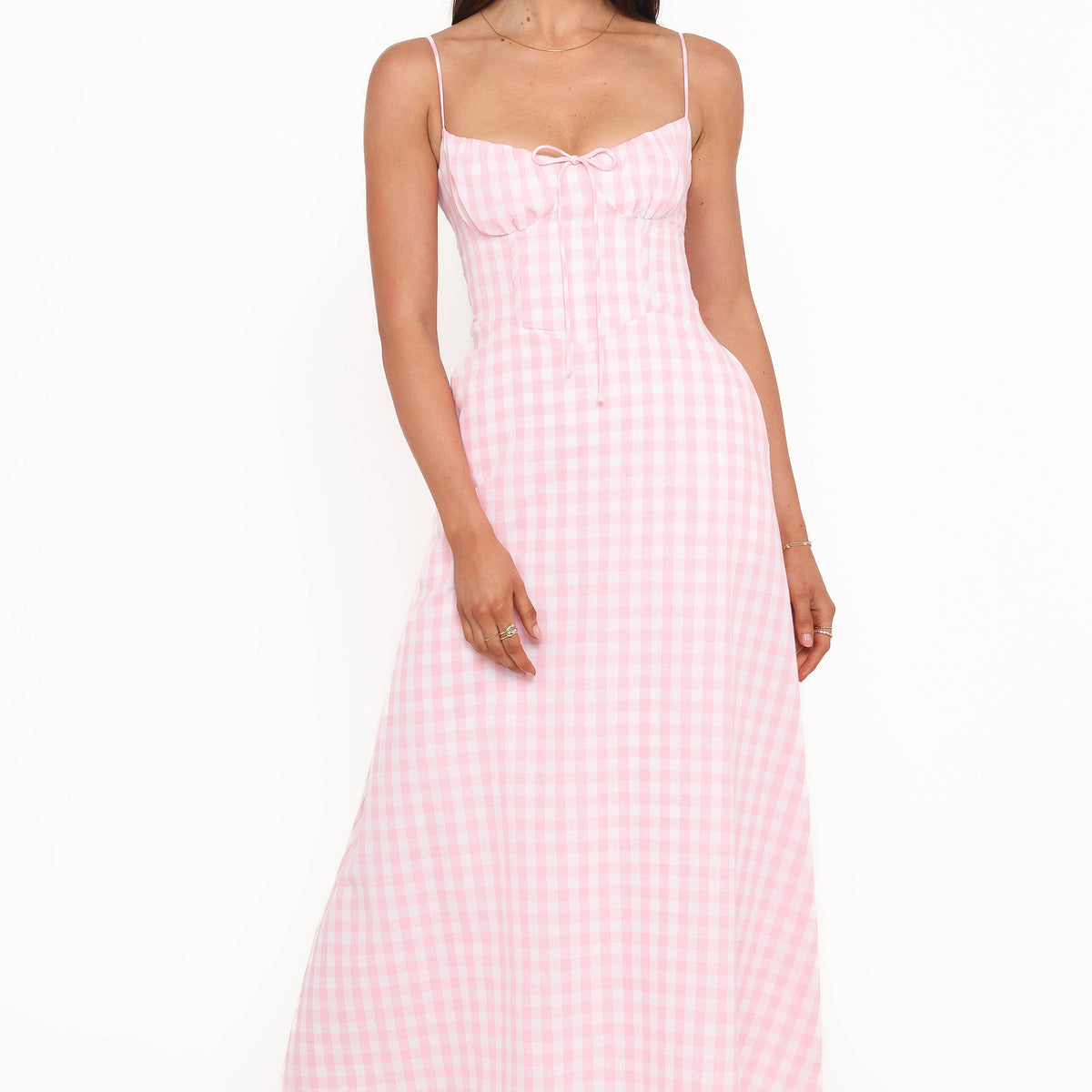 Tilbury Midi Dress - Pink Gingham