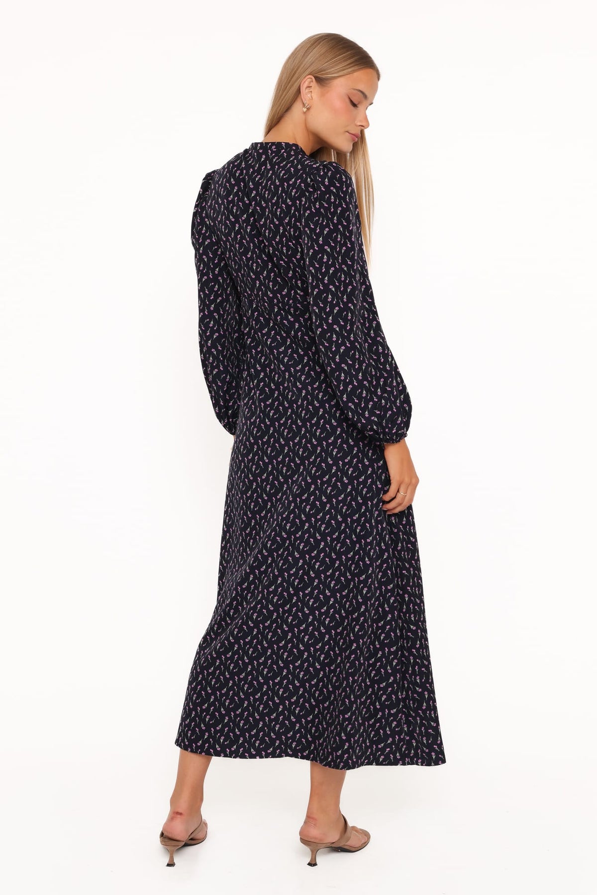 Petal and Pup USA DRESSES Tillie Long Sleeve Maxi Dress - Navy Tulip Floral