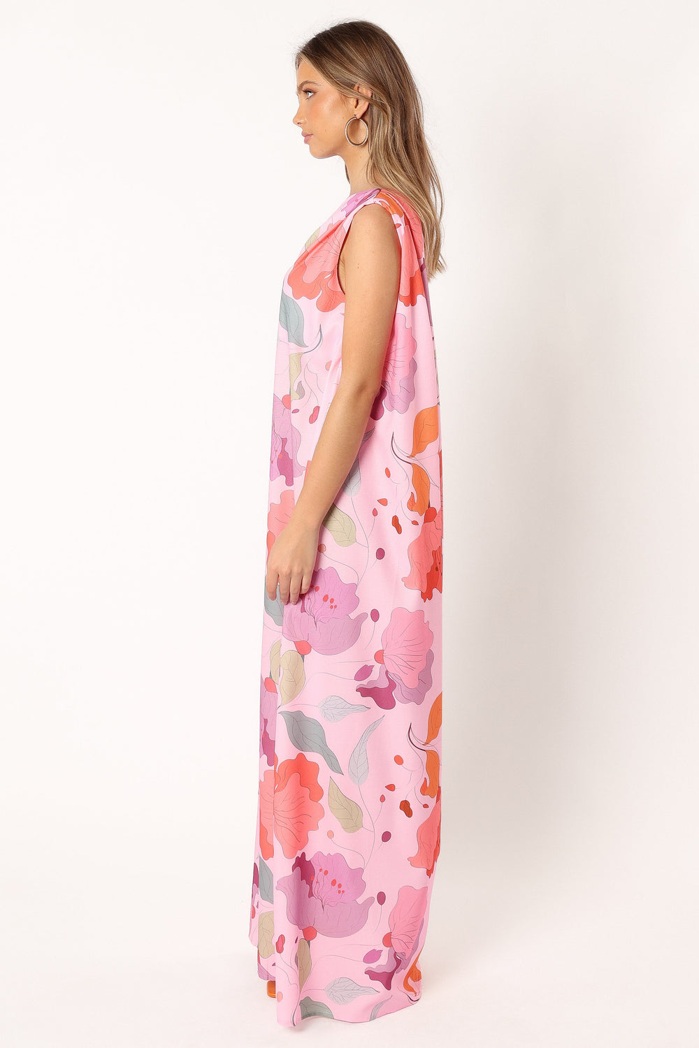 Petal and Pup USA DRESSES Tillie One Shoulder Maxi Dress - Pink Floral