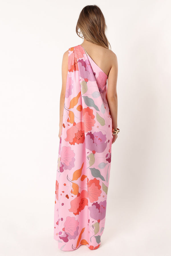 Petal and Pup USA DRESSES Tillie One Shoulder Maxi Dress - Pink Floral