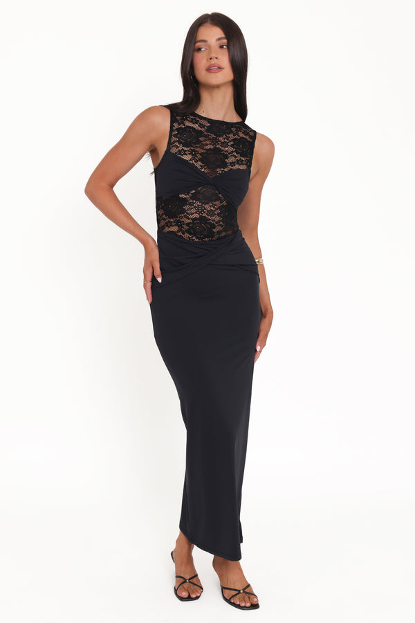 Petal and Pup USA DRESSES Tinashe Lace Midi Dress - Black