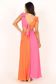 Petal and Pup USA DRESSES Tinitia Colourblock Maxi Dress - Pink Orange