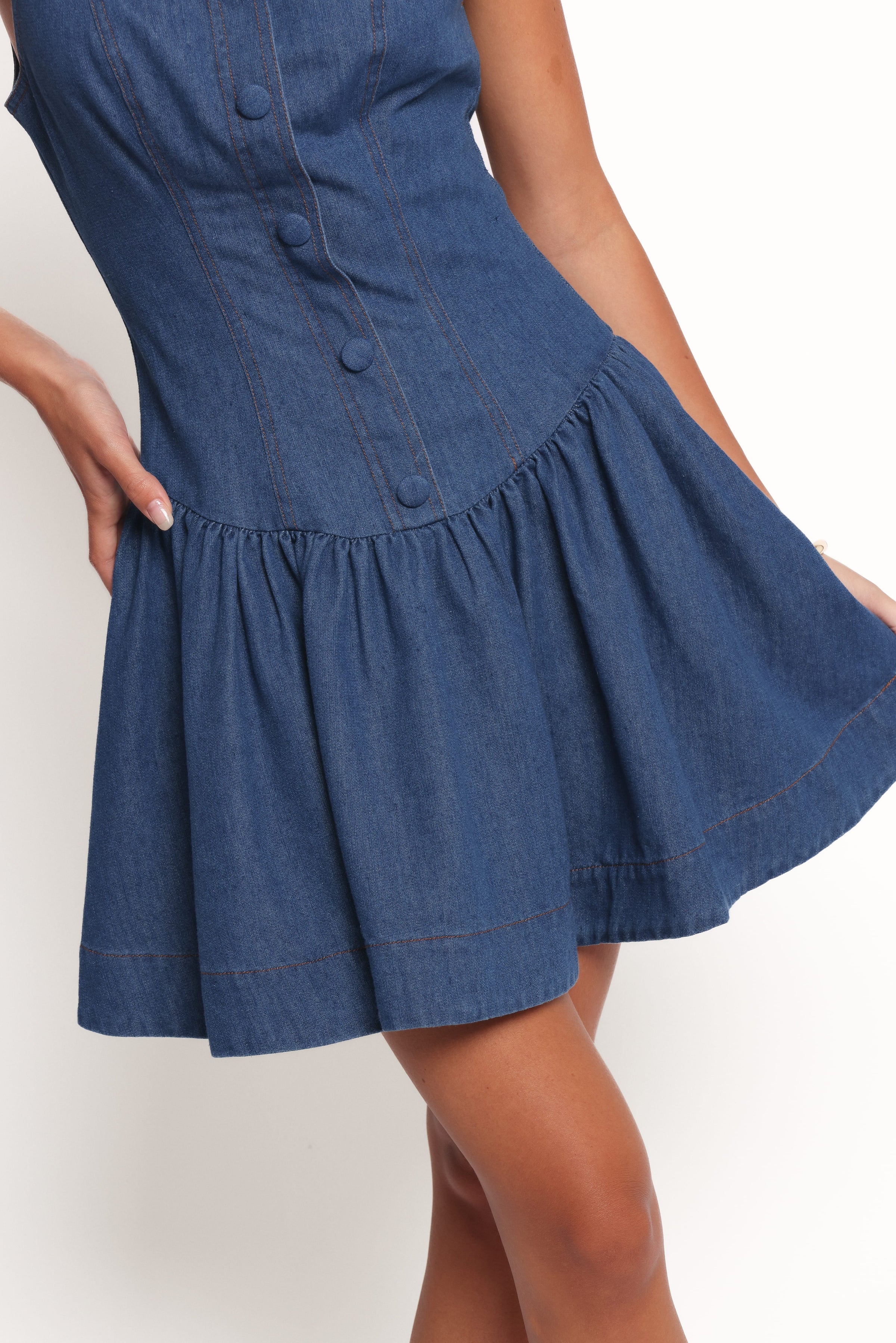 Petal and Pup USA DRESSES Tiziana Mini Dress - Indigo Denim