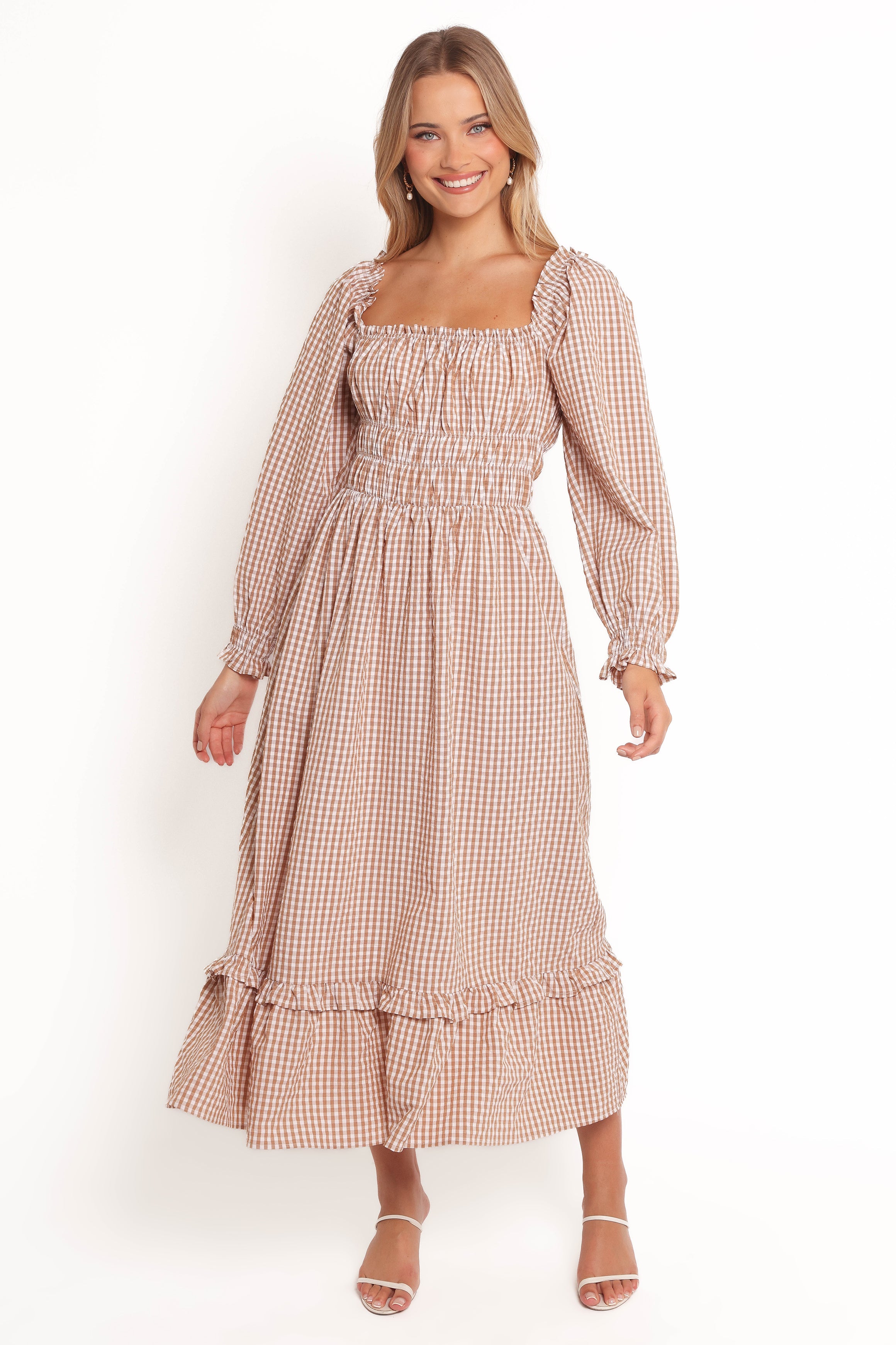 Petal and Pup USA DRESSES Torrie Maxi Dress - Brown Check