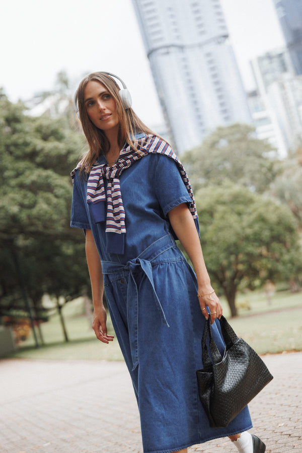 Petal and Pup USA DRESSES Tova Midi Dress - Blue