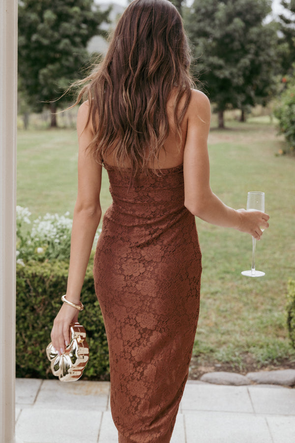 Petal and Pup USA DRESSES Tucker Midi Dress - Brown (Hold for Rack)