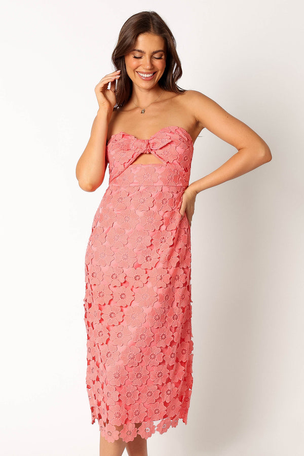 Petal and Pup USA DRESSES Tyler Strapless Midi Dress - Watermelon