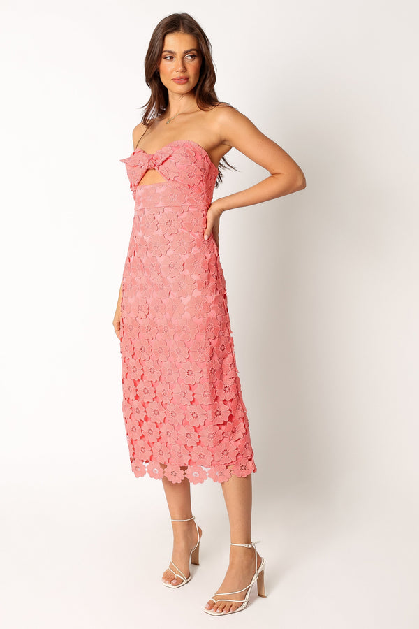 Petal and Pup USA DRESSES Tyler Strapless Midi Dress - Watermelon