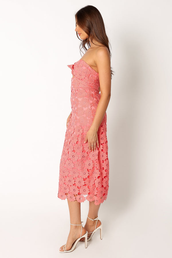 Petal and Pup USA DRESSES Tyler Strapless Midi Dress - Watermelon