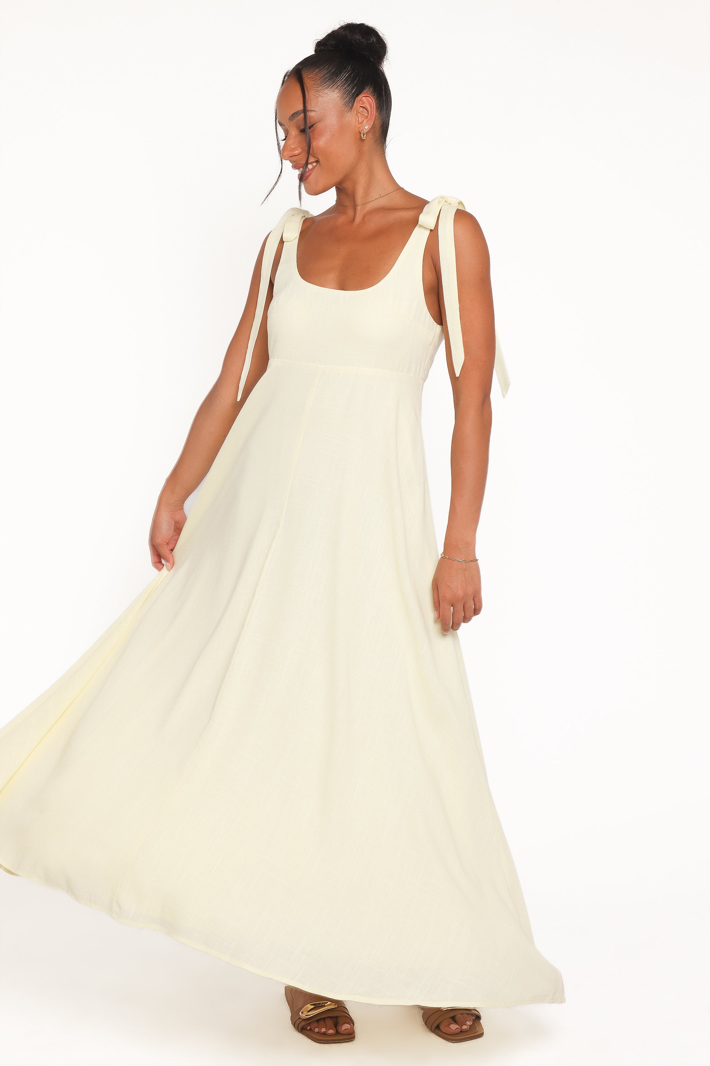 Petal and Pup USA DRESSES Valara Tie Shoulder Maxi Dress - Butter Yellow