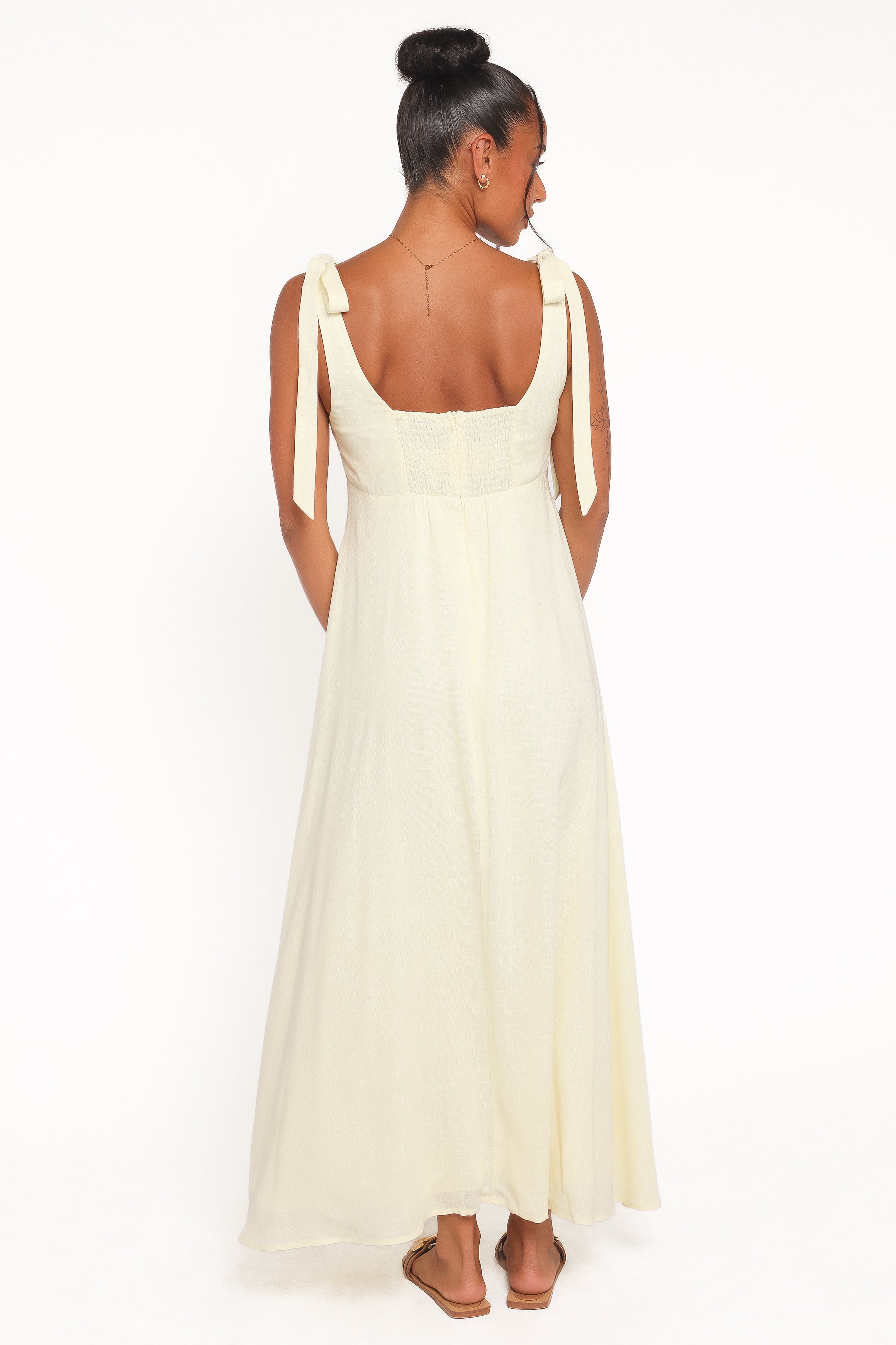 Petal and Pup USA DRESSES Valara Tie Shoulder Maxi Dress - Butter Yellow