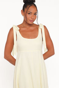 Petal and Pup USA DRESSES Valara Tie Shoulder Maxi Dress - Butter Yellow