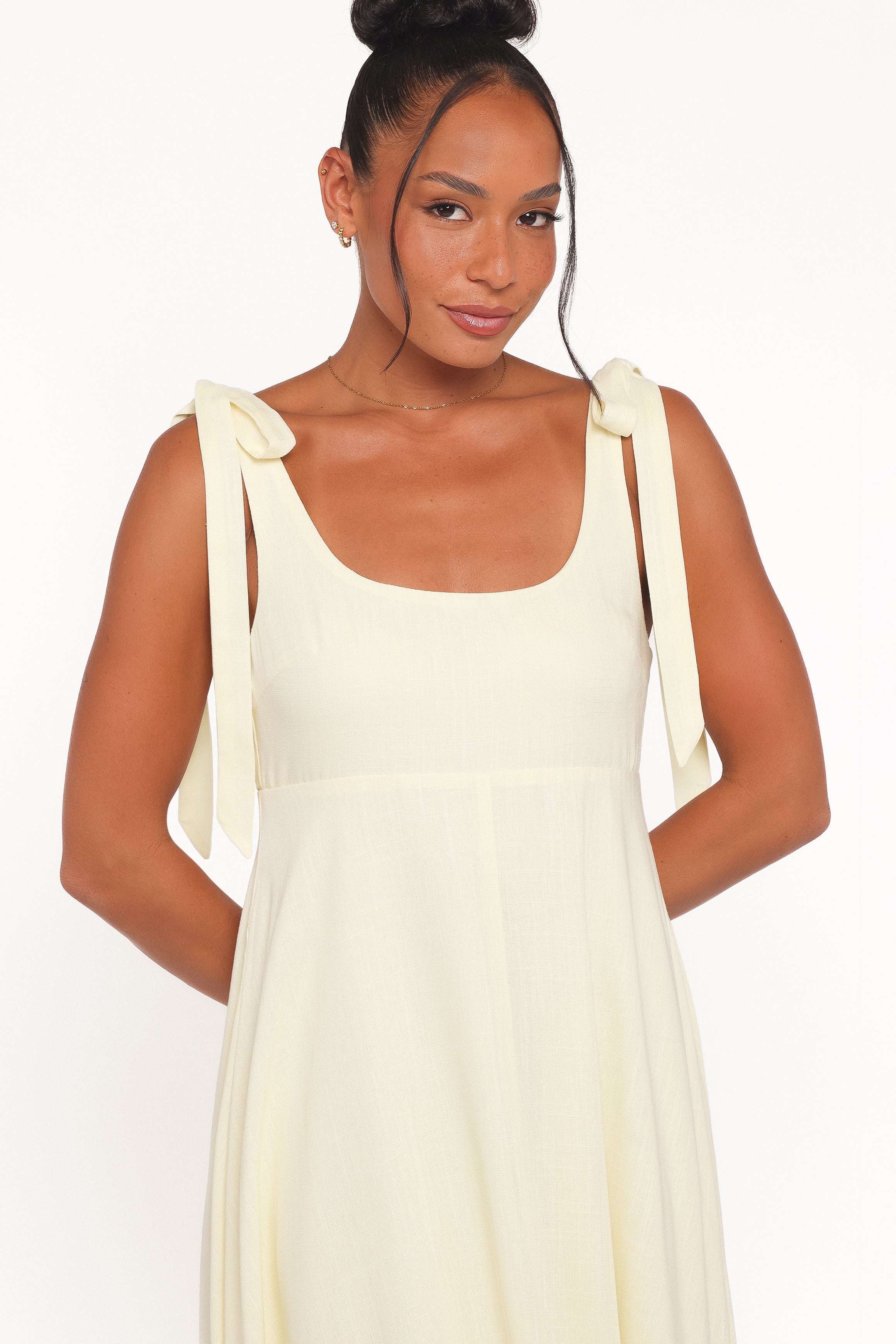 Petal and Pup USA DRESSES Valara Tie Shoulder Maxi Dress - Butter Yellow