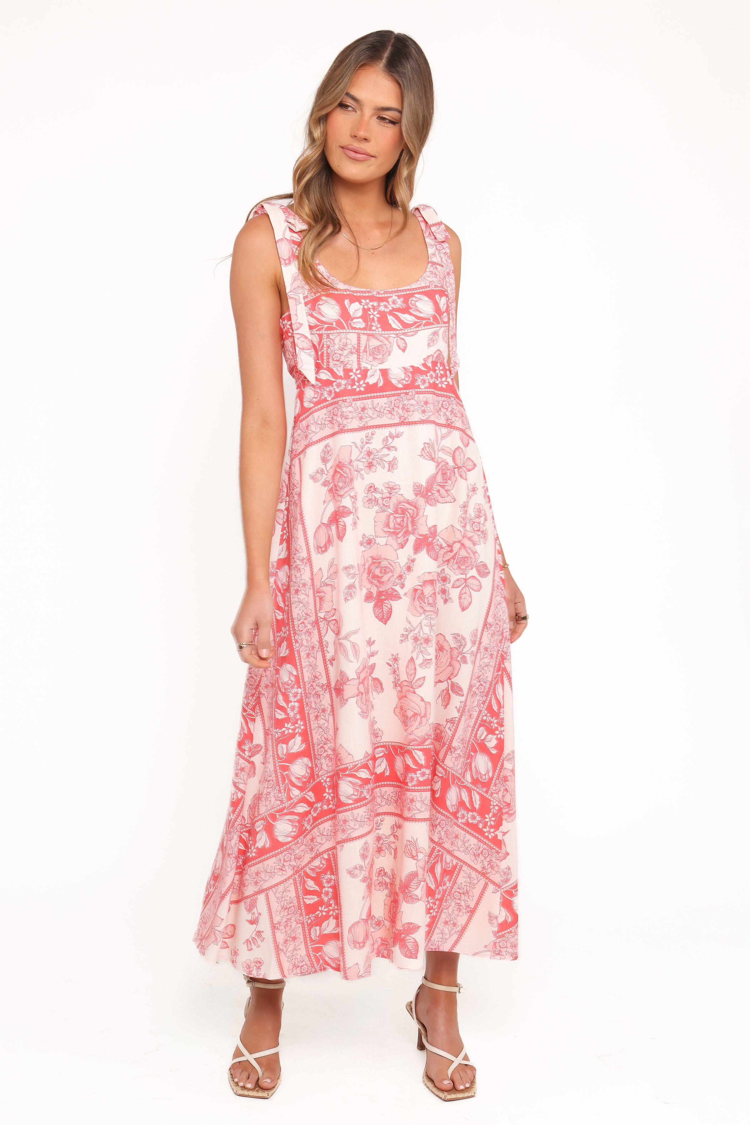 Petal and Pup USA DRESSES Valara Tie Shoulder Maxi Dress - Rose Tile