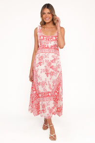 Petal and Pup USA DRESSES Valara Tie Shoulder Maxi Dress - Rose Tile
