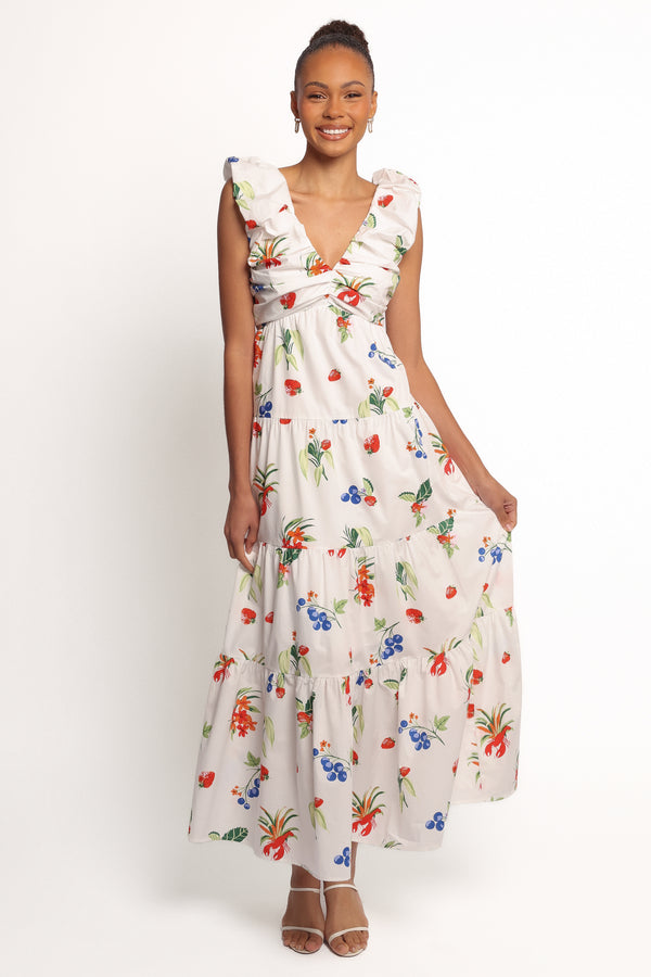 Petal and Pup USA DRESSES Valerie Maxi Dress - Off White/Red