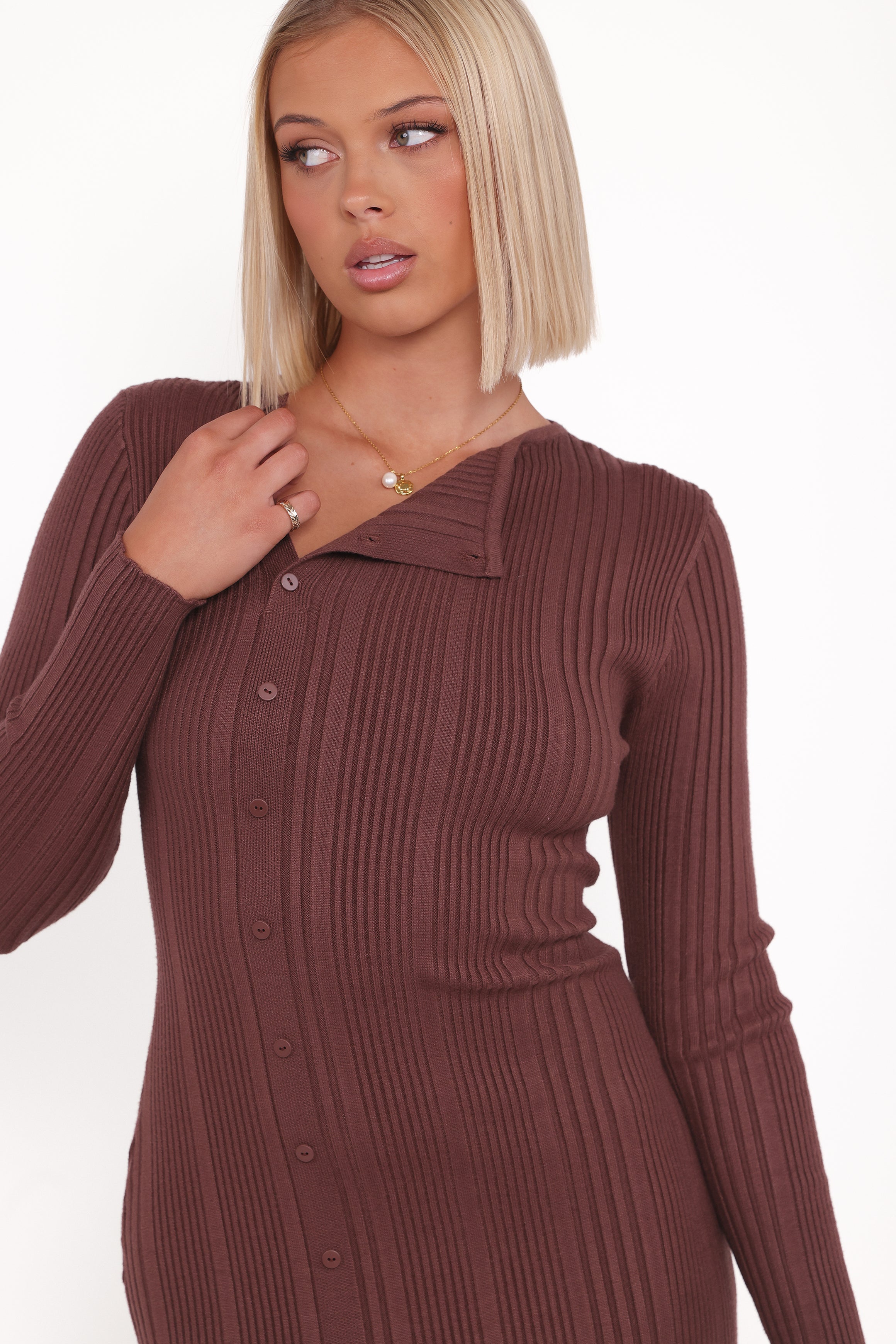 Petal and Pup USA DRESSES Valia Midi Dress - Espresso