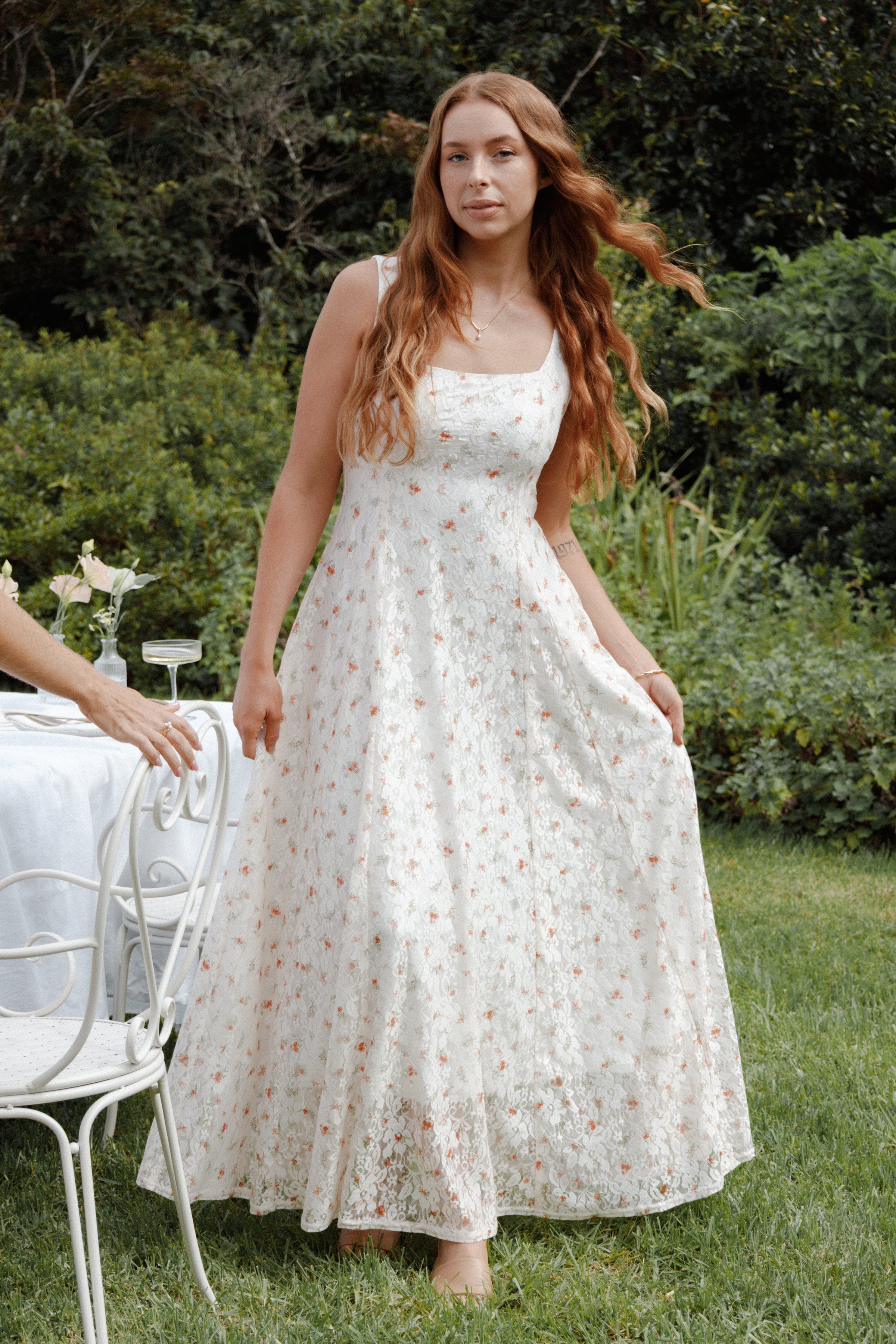 Petal and Pup USA DRESSES Valley Maxi Dress - White Floral Lace