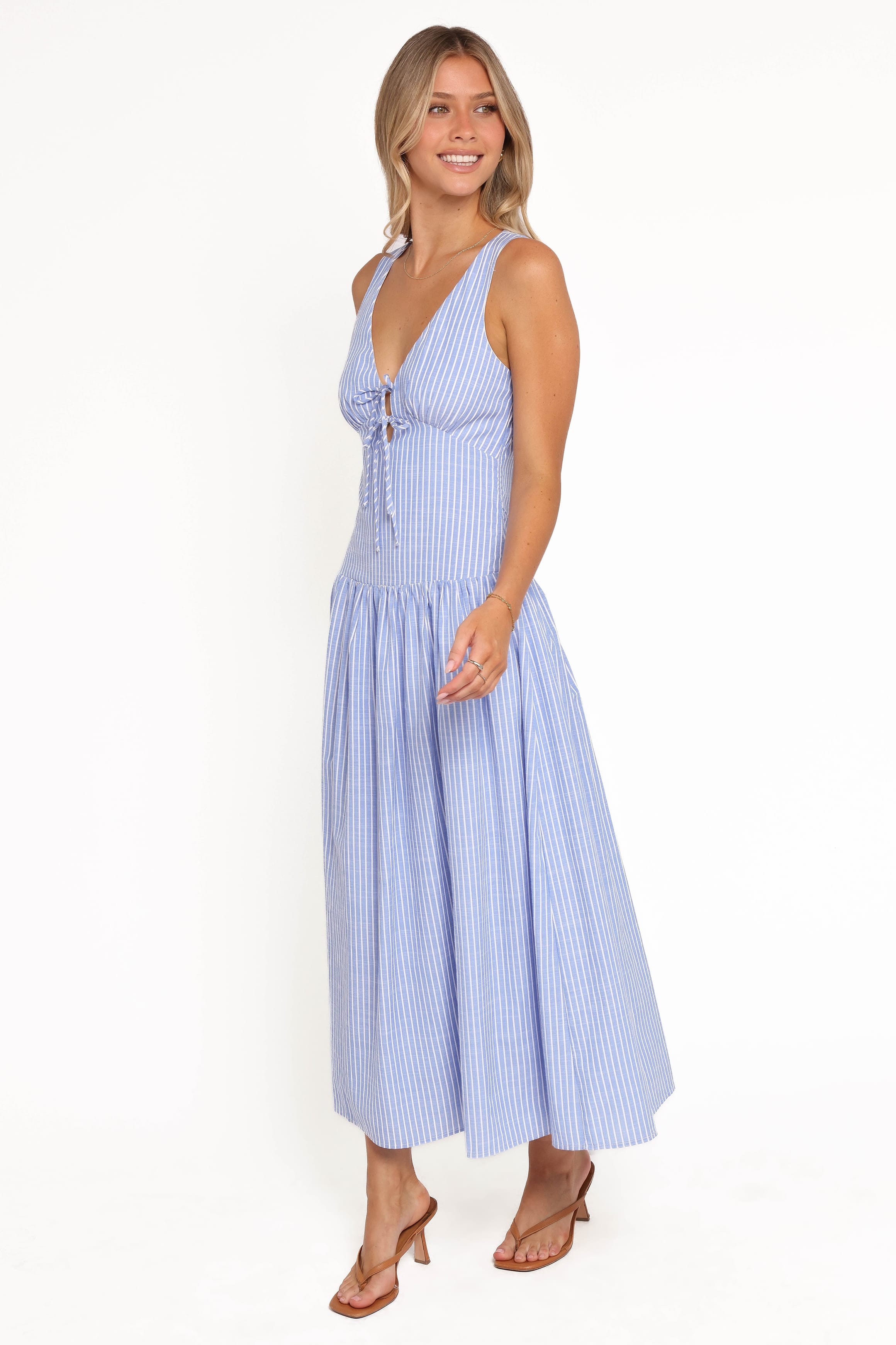 Petal and Pup USA DRESSES Vanessa Maxi Dress - Navy Pinstripe