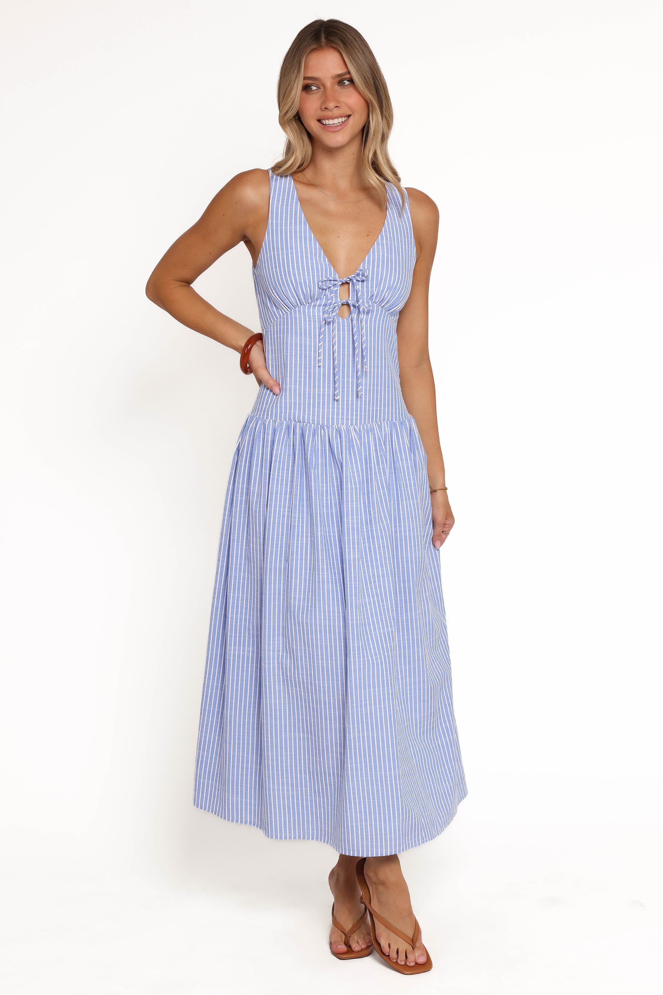 Petal and Pup USA DRESSES Vanessa Maxi Dress - Navy Pinstripe