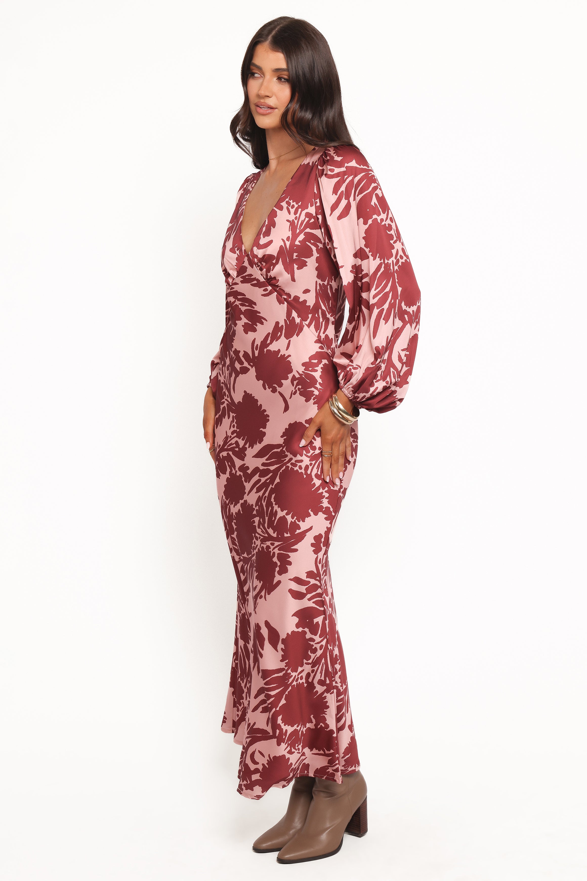 Petal and Pup USA DRESSES Varly Long Sleeve Dress - Pale Burgundy