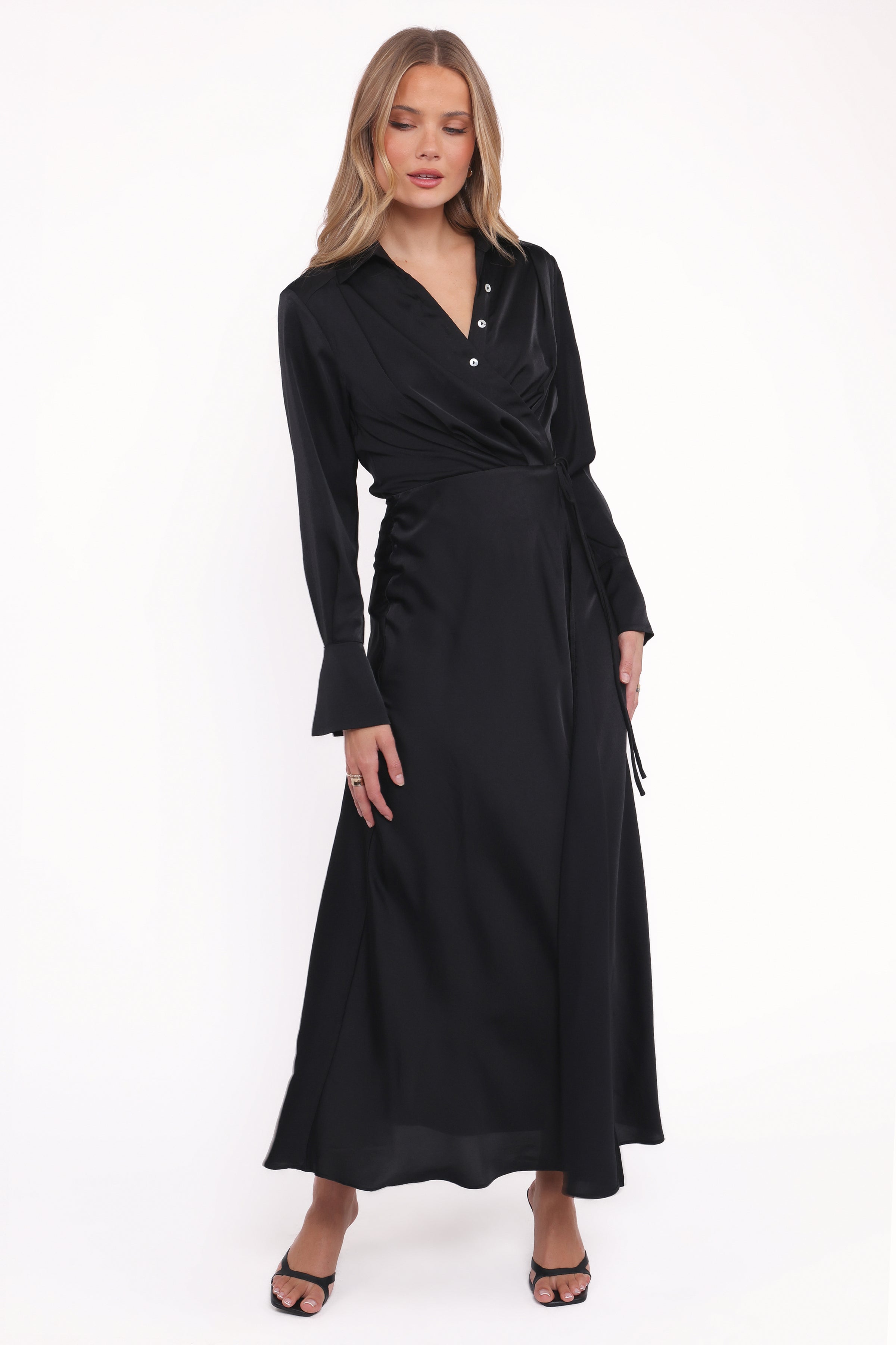 Petal and Pup USA DRESSES Verna Long Sleeve Maxi Dress - Black