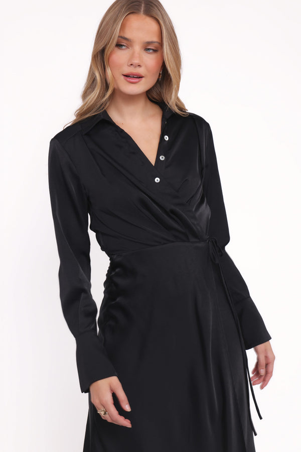 long sleeve black dress Back In Time Mini | | Womens It features long sleeves and a round neck Alison Long Sleeve Maxi Dress