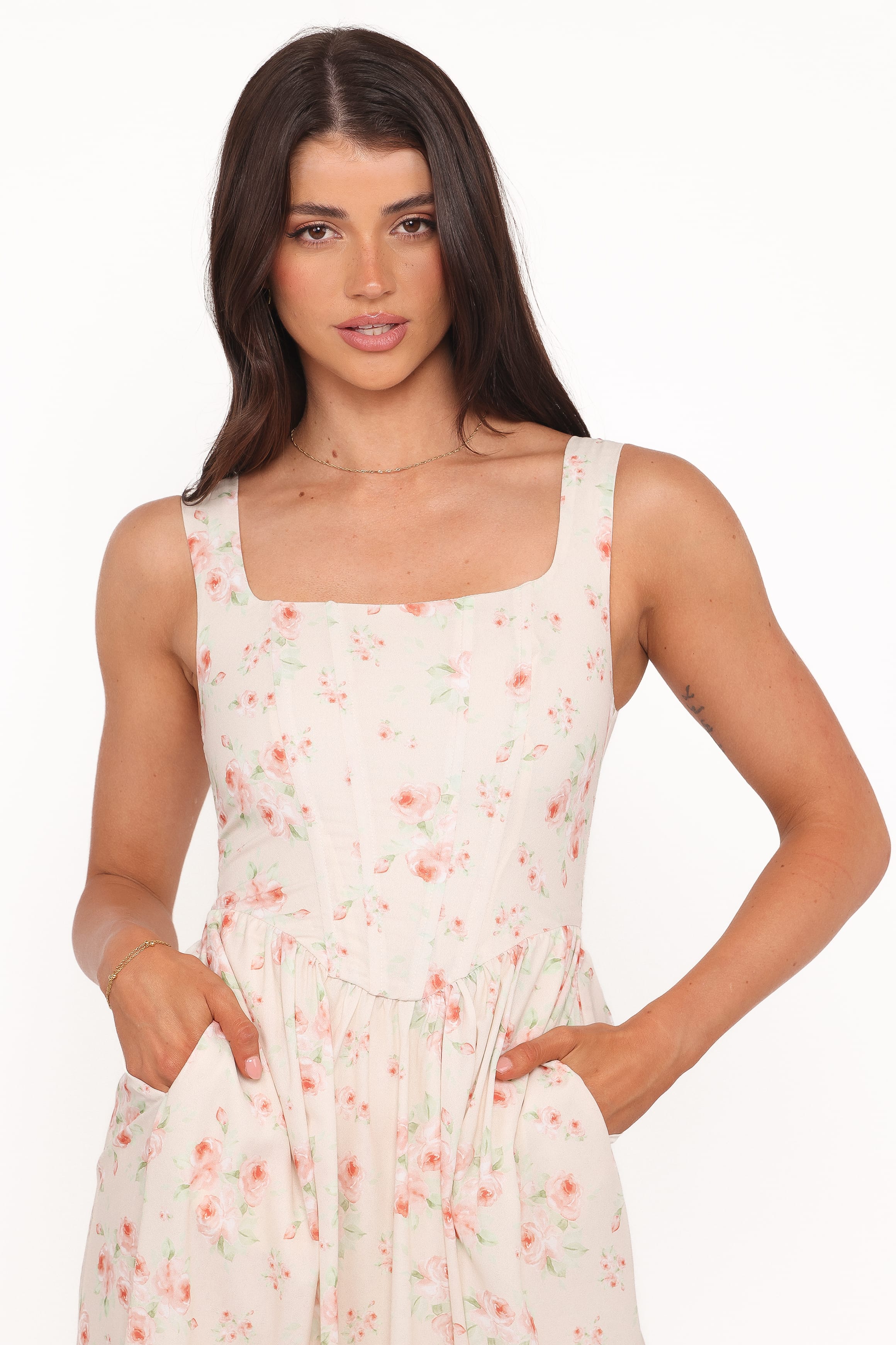 paiva satin midi dress peach Vespa Midi Dress