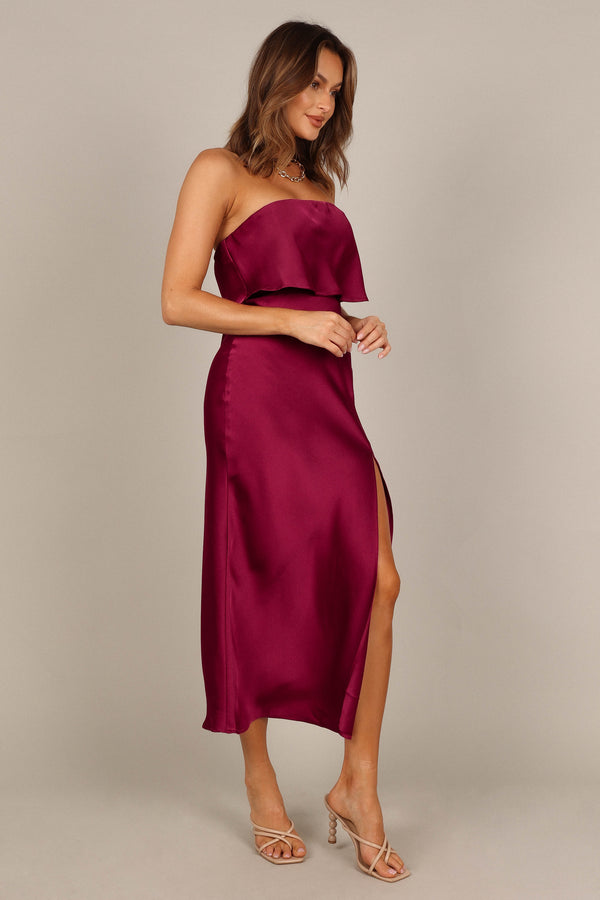 Petal and Pup USA DRESSES Vienna Strapless Midi Dress - Berry