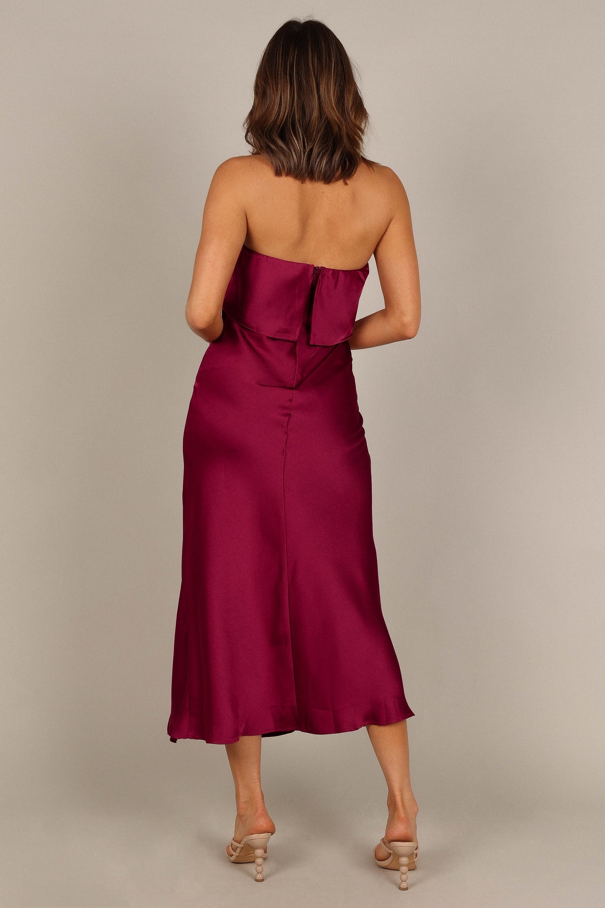 women's vienna strapless midi dress Vienna Strapless Midi Dress - Berry